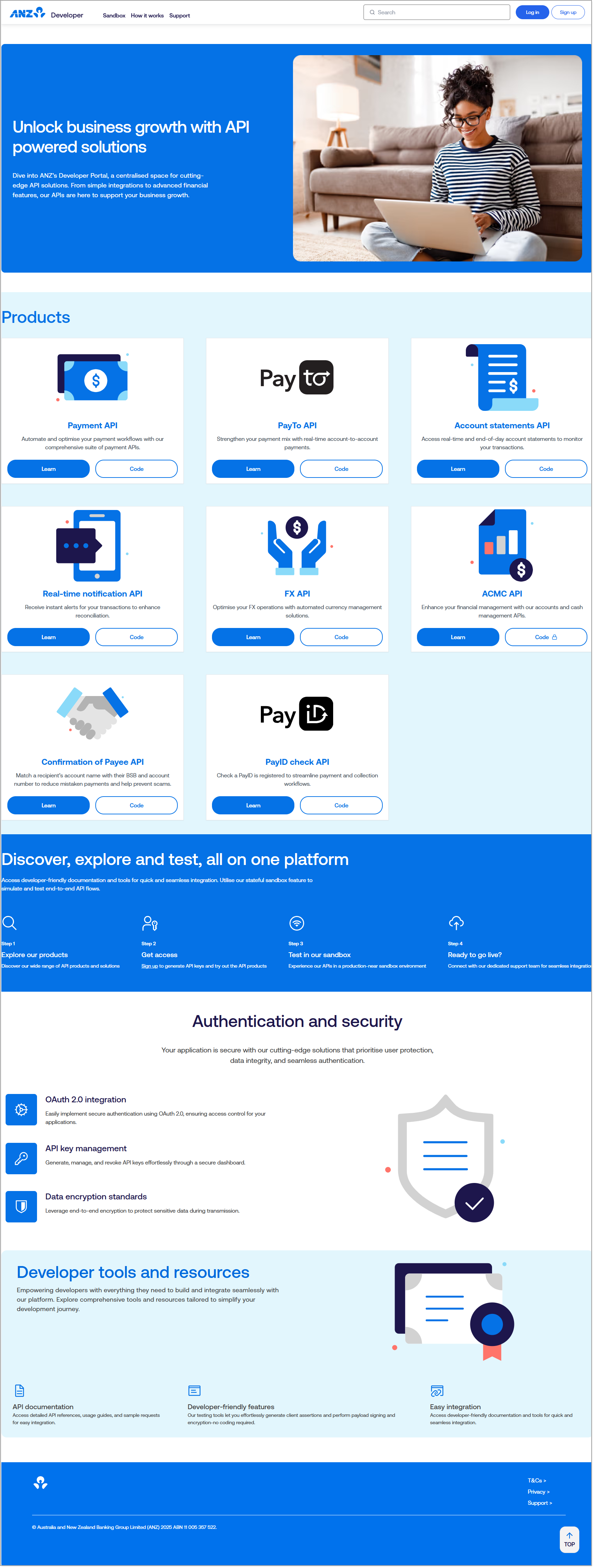 ANZ Developer Portal .com screen.png