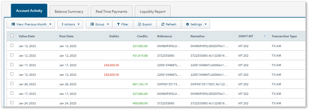 Nostro - 账户活动