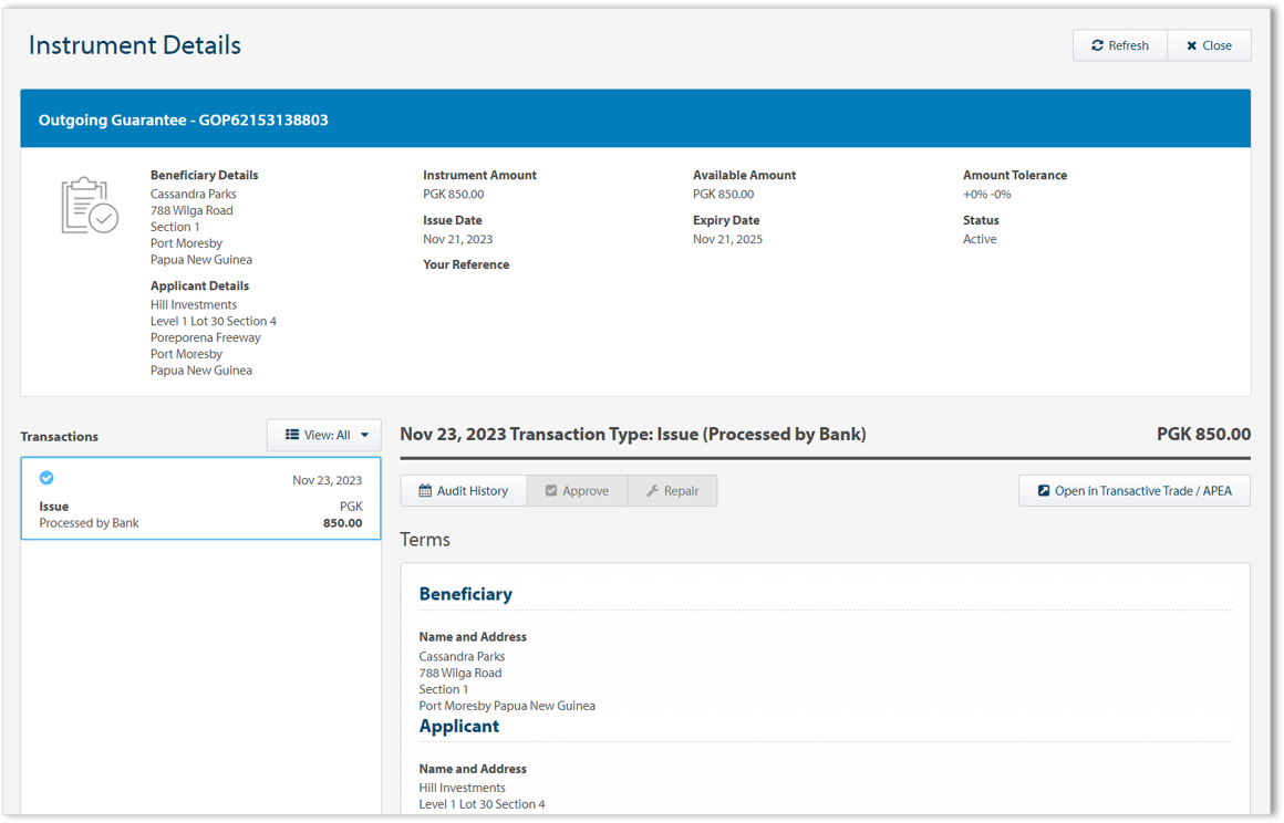 工具詳細資訊畫面。