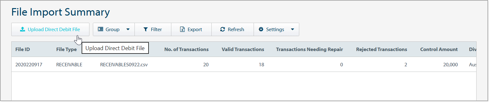 Upload Direct Debit File - File Import Summary.png