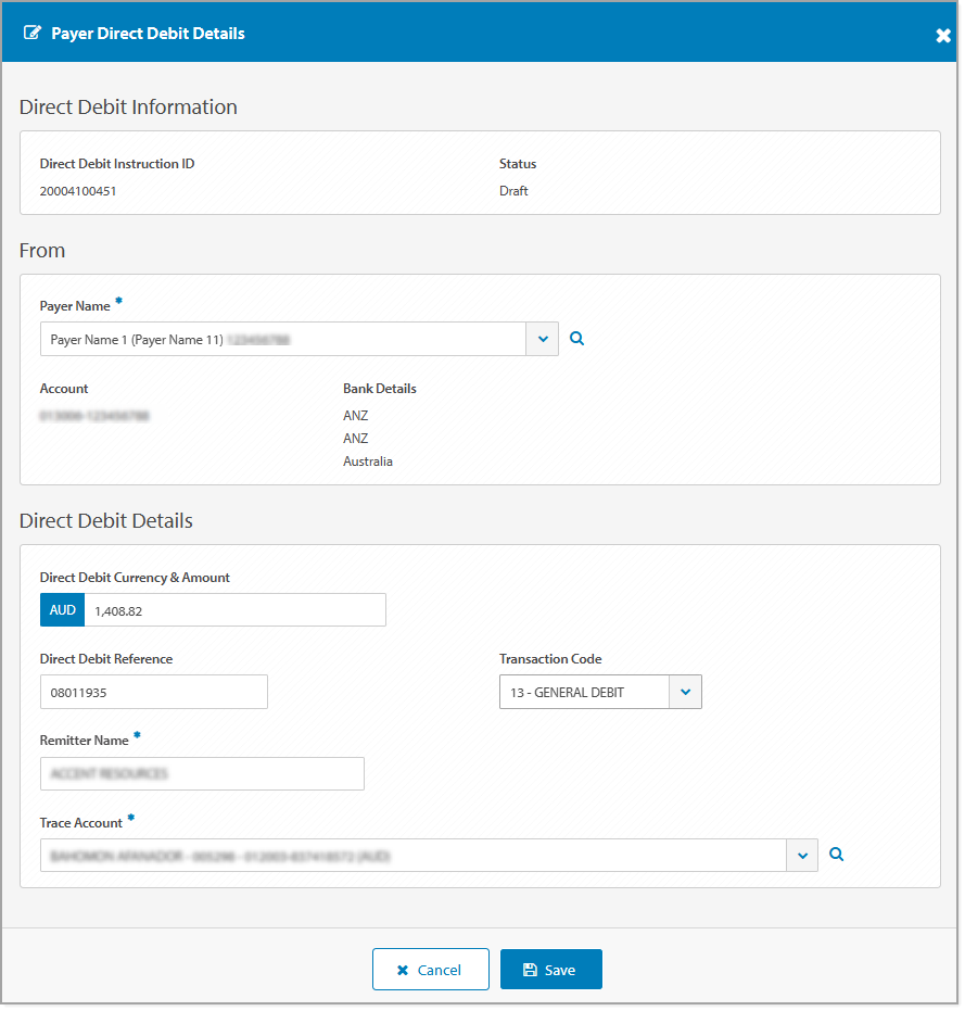 Australia - Payer Direct Debit Details screen.png