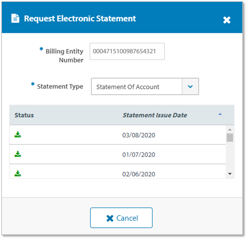 请求电子对账单