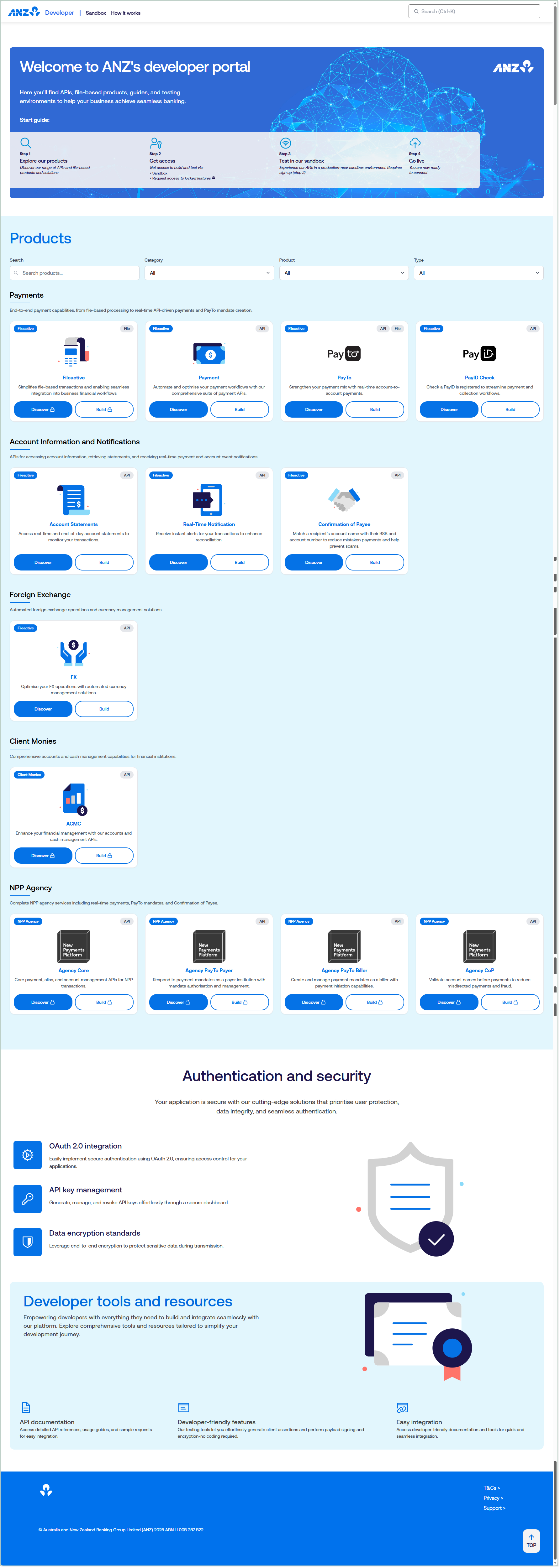 ANZ Developer Portal .com screen April 2026.png