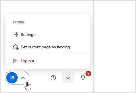 Profile section shown in quick access tools