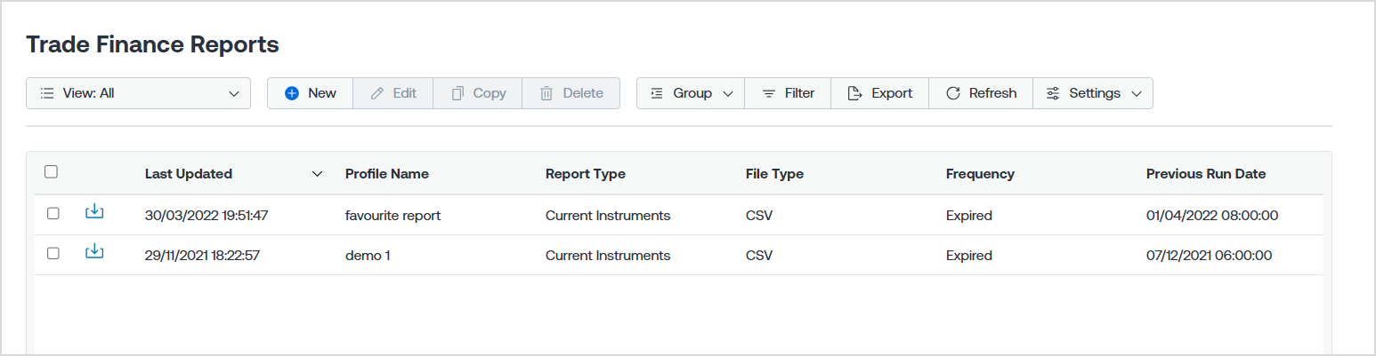 Trade Finance - Reports screen.png